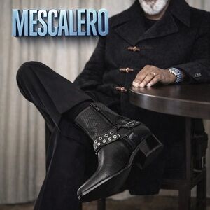 Mezcalero Men’s Black Leather Ankle Boots Western Handmade Size 10 Medium